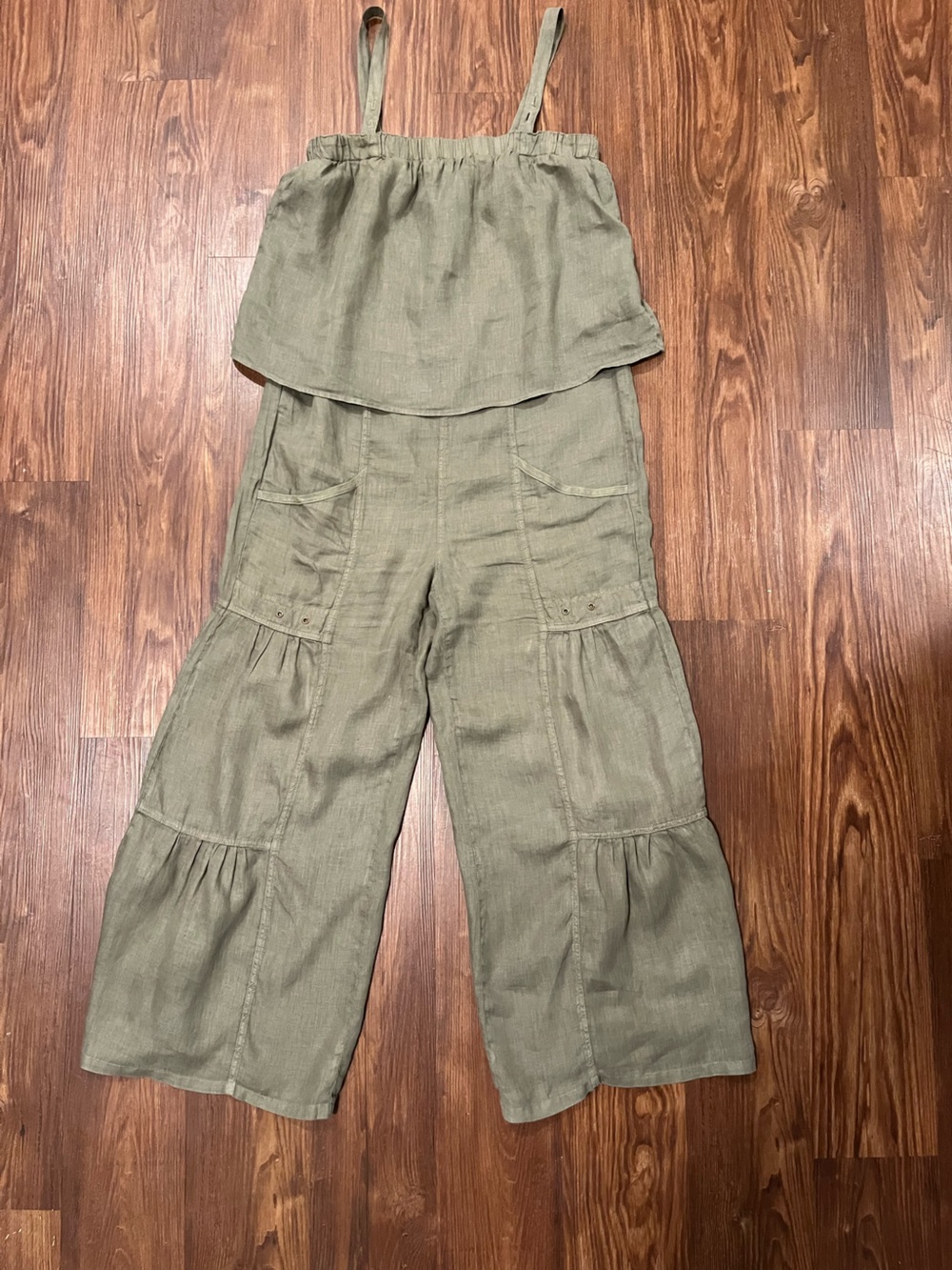 XCVI Boho Wide Leg Linen Jumpsuit Size S
